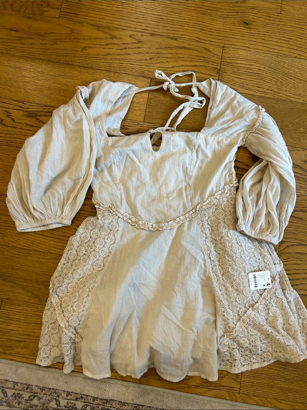 NWT! Free people Juliette dress  Cream Lace-Panel Boho Mini Dress
